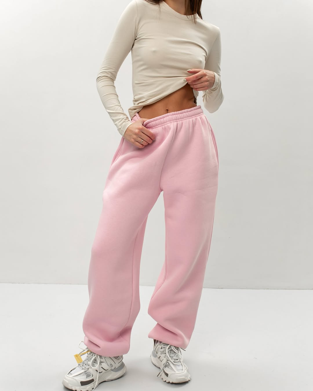 Pantalon de survêtement oversize en polaire taille haute pour femme