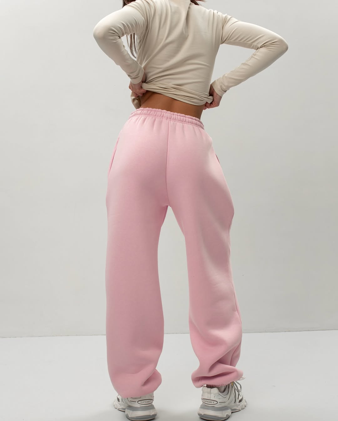 Pantalon de survêtement oversize en polaire taille haute pour femme