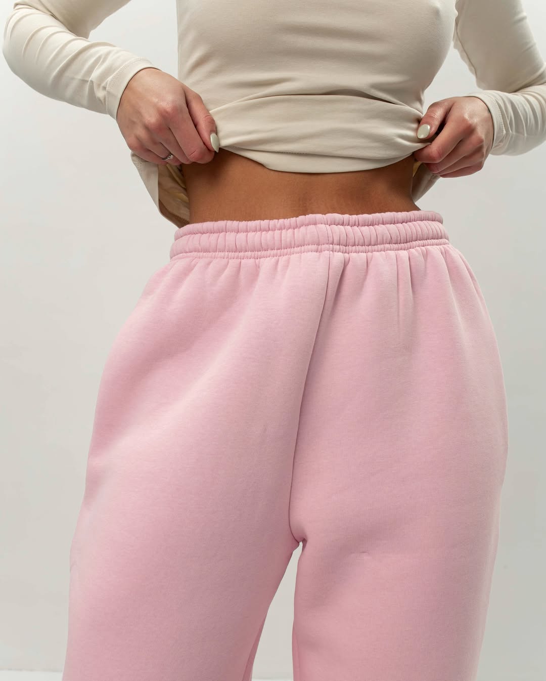 Pantalon de survêtement oversize en polaire taille haute pour femme